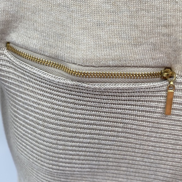 Premise Knit Ribbed Oatmeal Open Cardigan with Zip Pockets Small - Picture 7 of 14